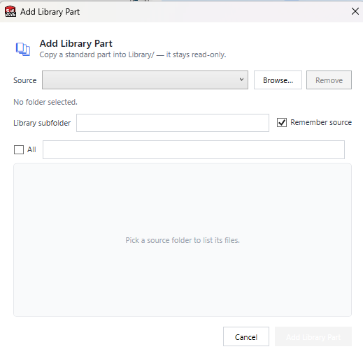 The Add Library Part dialog