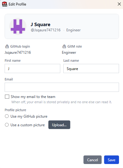 Profile editor in GitMCloud
